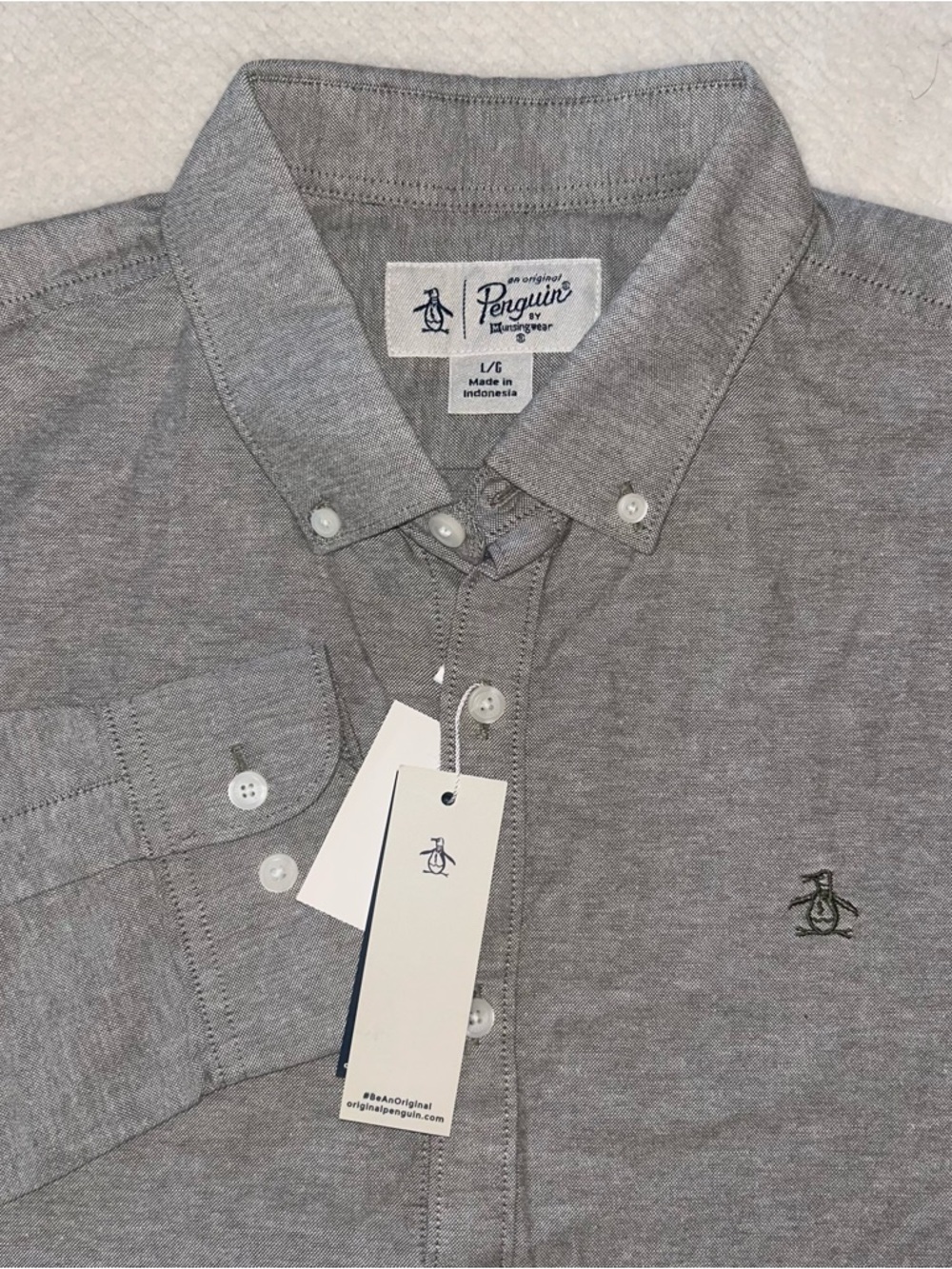 Original Penguin Heather Gray Button-Down Oxford Shirt